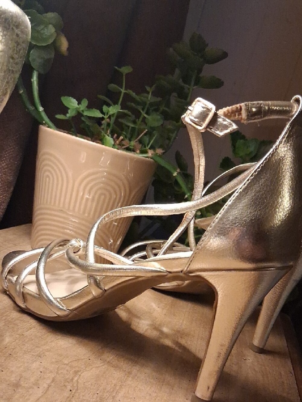 Fergalicious Metallic Gold Strappy High Heels - Picture 9 of 16